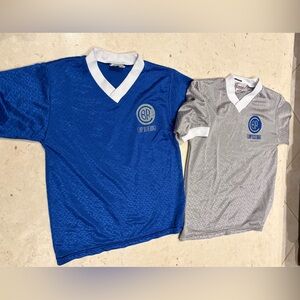 CBR Camp Blue Ridge- Youth Medium- Blue & Grey Soccer style short sleeve shirts